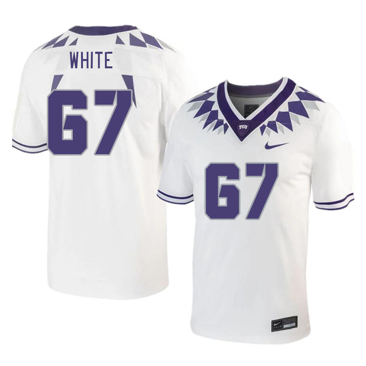 Men #67 Hudson White TCU Horned Frogs 2023 College Footbal Jerseys Stitched-White